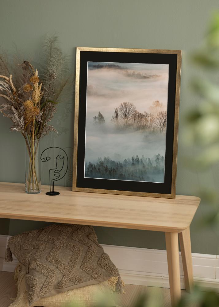 Okvir Eleganten Zlata 18x24 cm - Paspartŭ Črna 13x18 cm