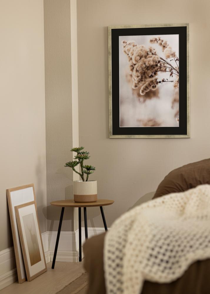 Okvir Eleganten Srebrna 30x40 cm - Paspartŭ Črna 21x29,7 cm (A4)