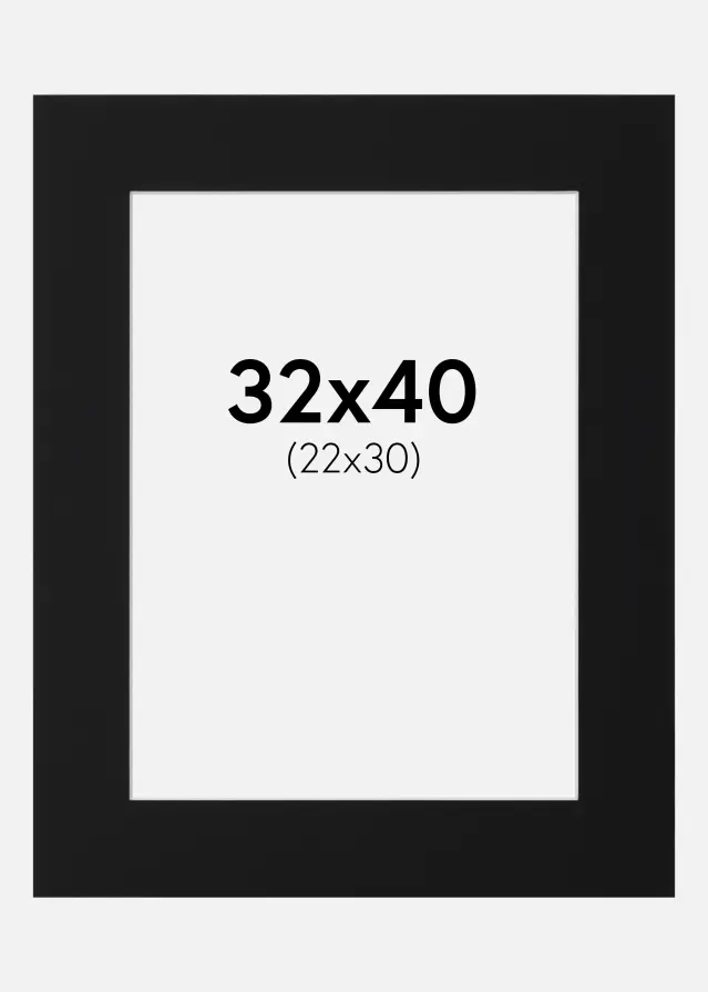 Paspartŭ Črni Standard (Belo Jedro) 32x40 cm (22x30)