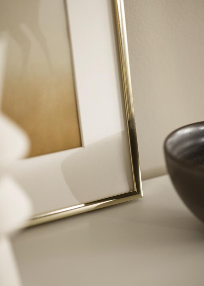 Okvir Aluminij Zlat sijaj 40x50 cm - Paspartŭ Bela 29,7x42 cm (A3)