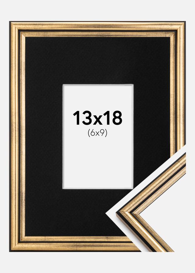 Okvir Horndal Zlata 13x18 cm - Paspartŭ Črna 7x10 cm