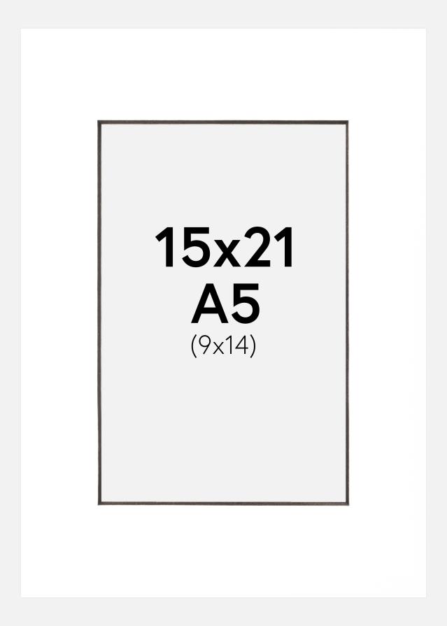 Paspartŭ Bela Črn notranji rob 15x21 cm (9x14 cm)