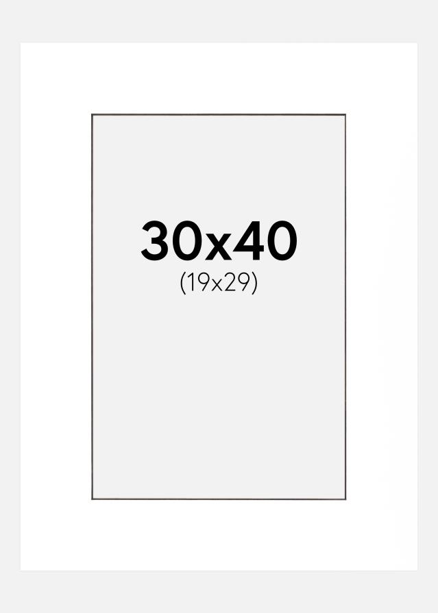 Paspartŭ Bela Črn notranji rob 30x40 cm (19x29 cm)