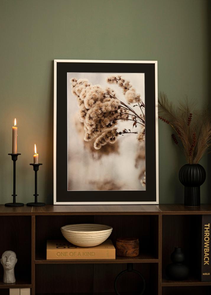 Okvir E-Line Bela 30x40 cm - Paspartŭ Črna 21x29,7 cm (A4)