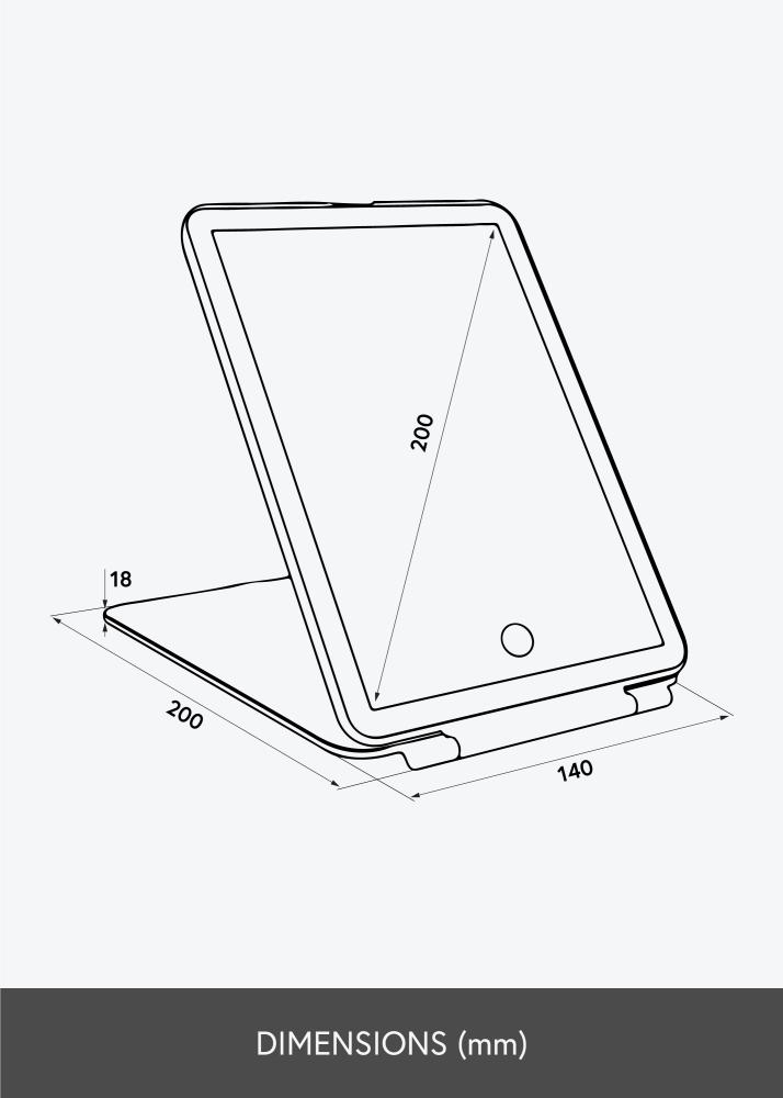 KAILA Ogledalo za ličenje Travel LED Polnljiv Bela 14x20 cm
