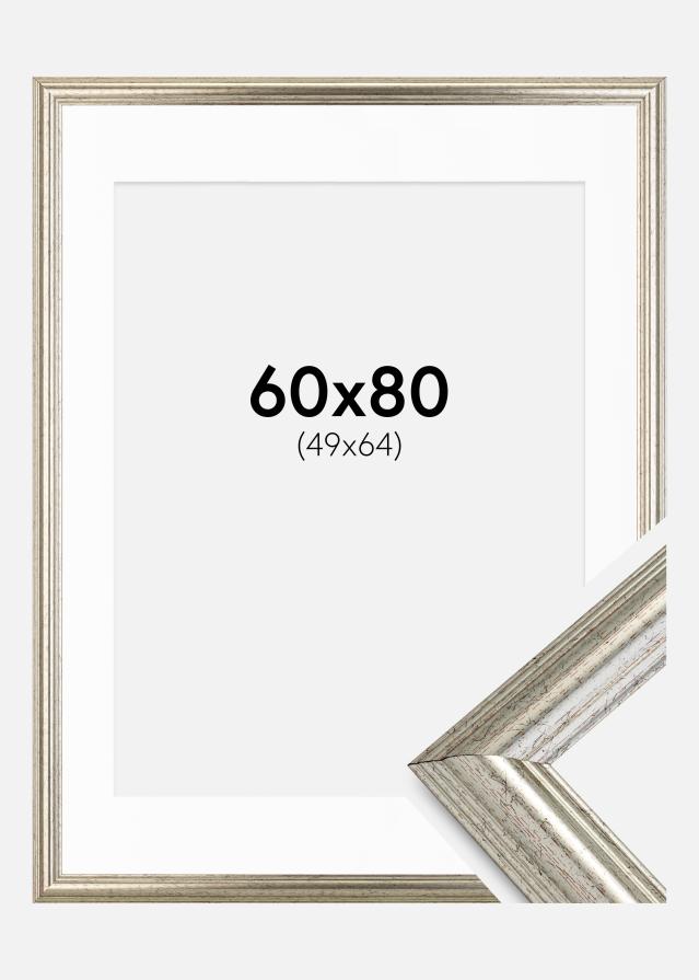 Okvir Västkusten Srebrna 60x80 cm - Paspartŭ Bela 50x65 cm