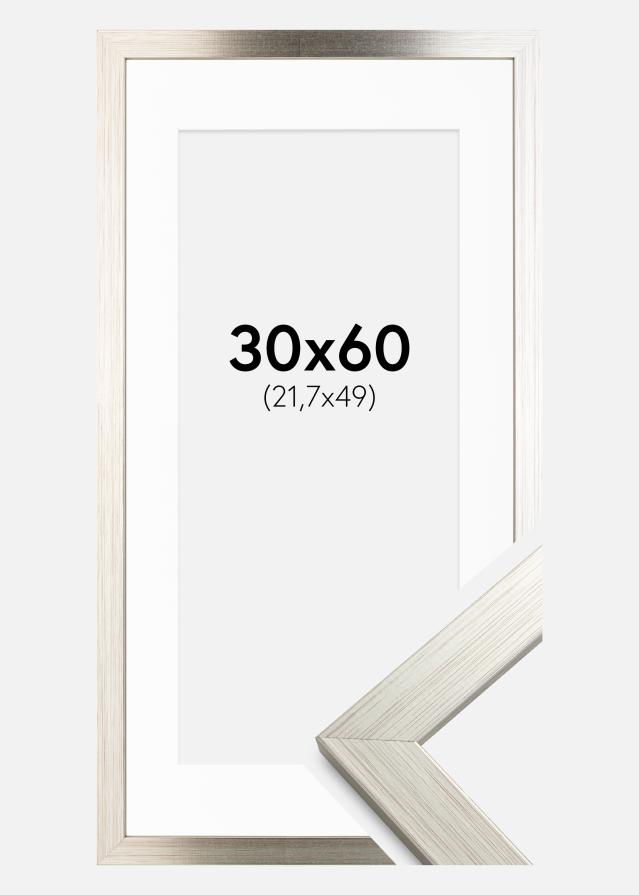 Okvir Srebrna Wood 30x60 cm - Paspartŭ Bela 22,7x50 cm