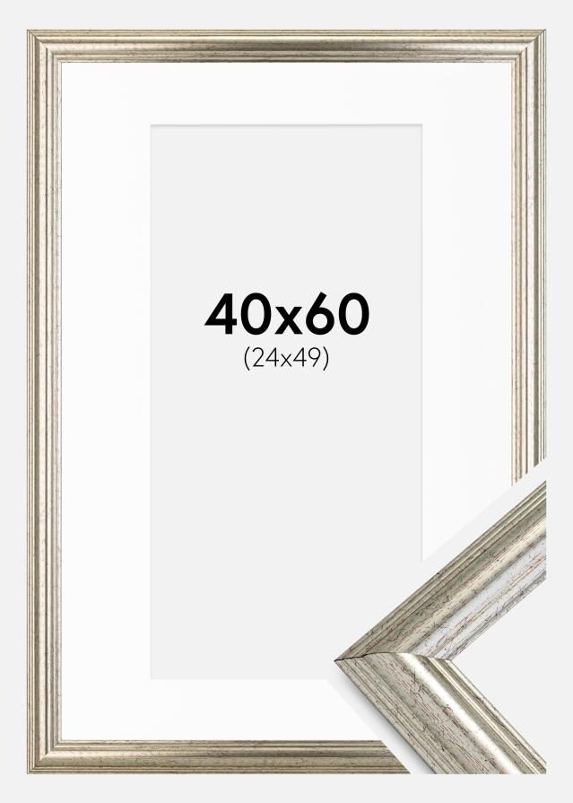 Okvir Västkusten Srebrna 40x60 cm - Paspartŭ Bela 25x50 cm