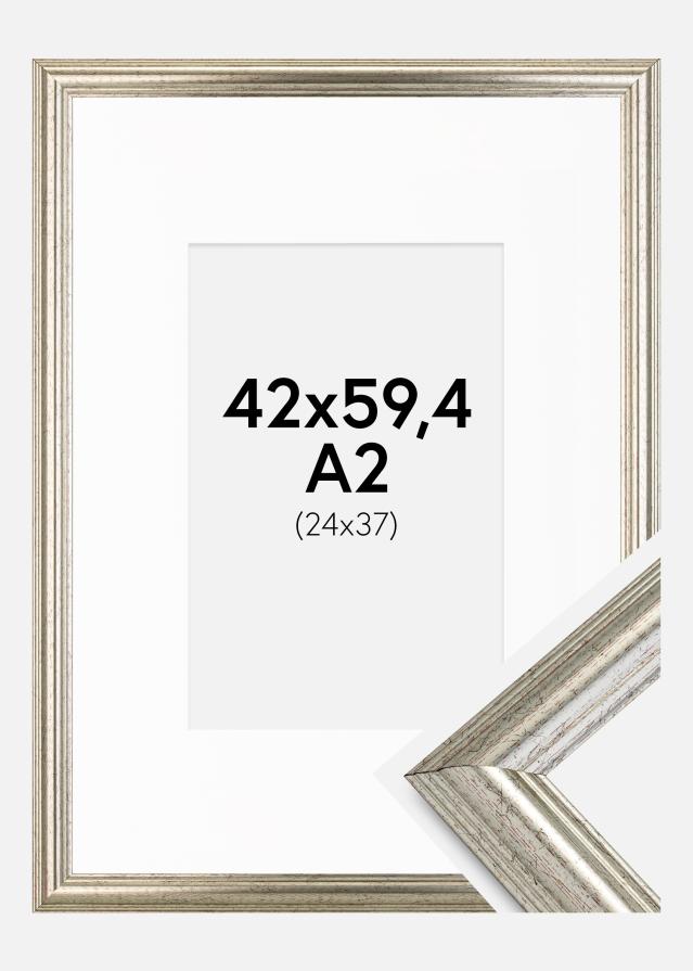 Okvir Västkusten Srebrna 42x59,4 cm (A2) - Paspartŭ Bela 25x38 cm
