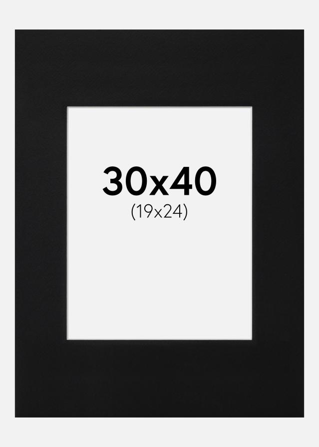 Paspartŭ Črna Standarden Bel notranji rob 30x40 cm (19x24)