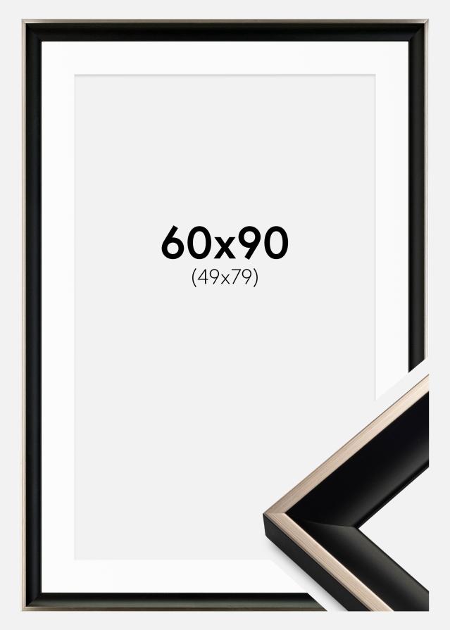 Okvir Öjaren Črno-Srebrna 60x90 cm - Paspartŭ Bela 50x80 cm
