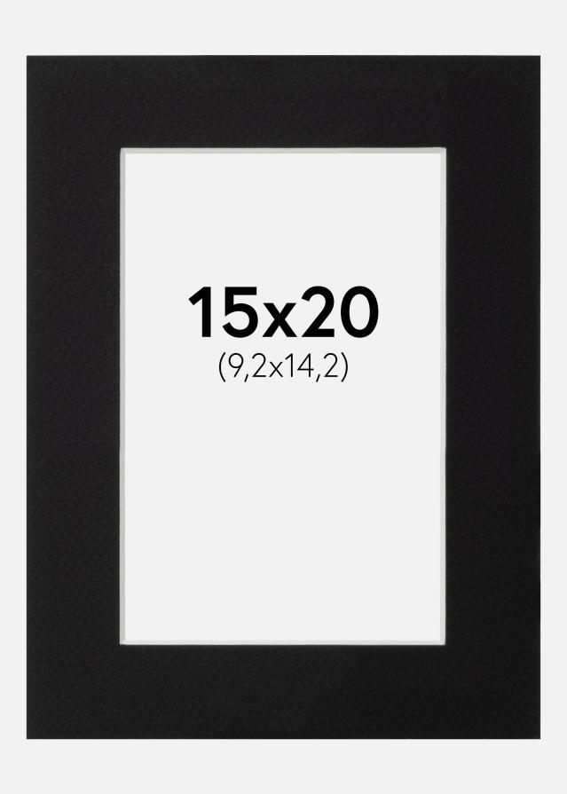 Paspartŭ Črna Standarden Bel notranji rob 15x20 cm (9,2x14,2)