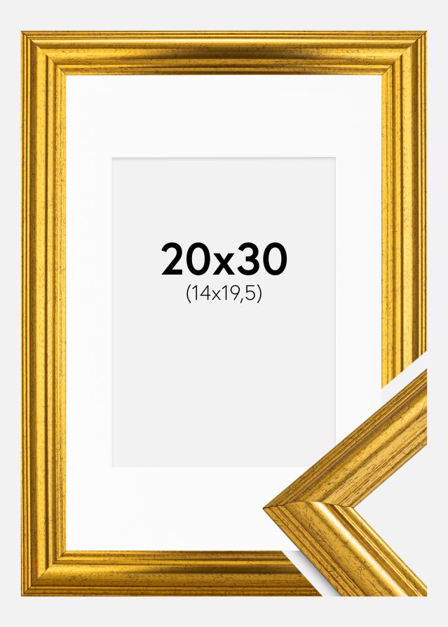 Okvir Västkusten Zlata 20x30 cm - Paspartŭ Bela 15x21 cm (A5)