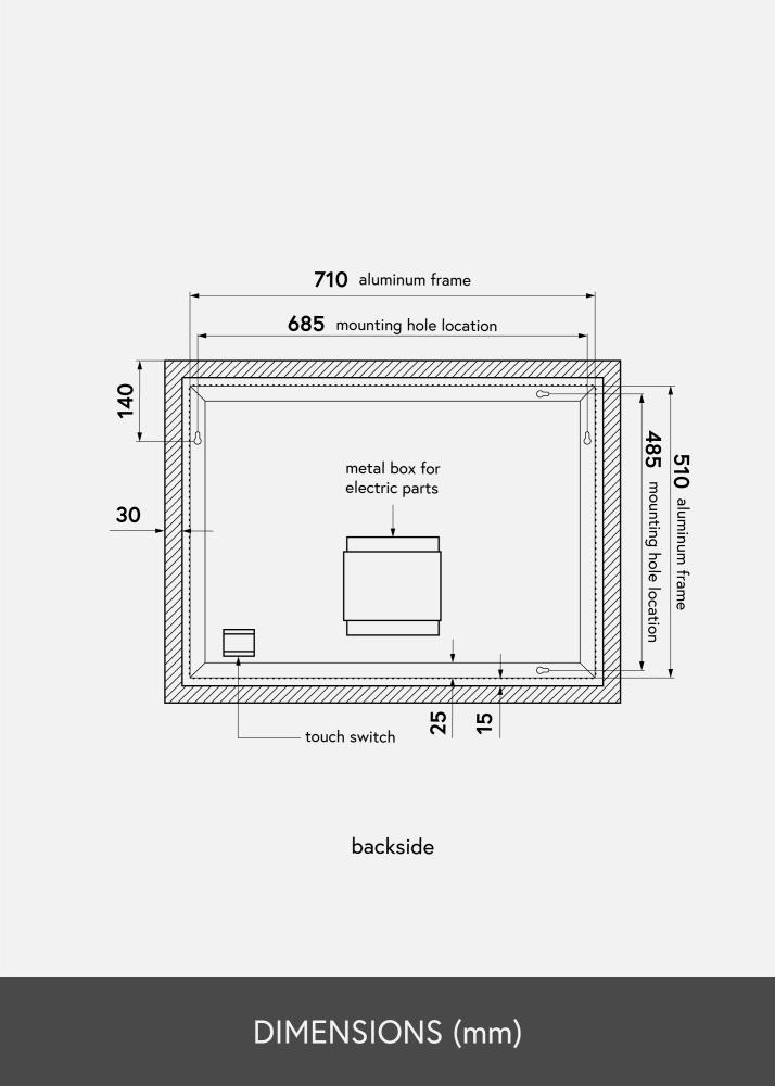 KAILA Ogledalo Wide LED 60x80 cm