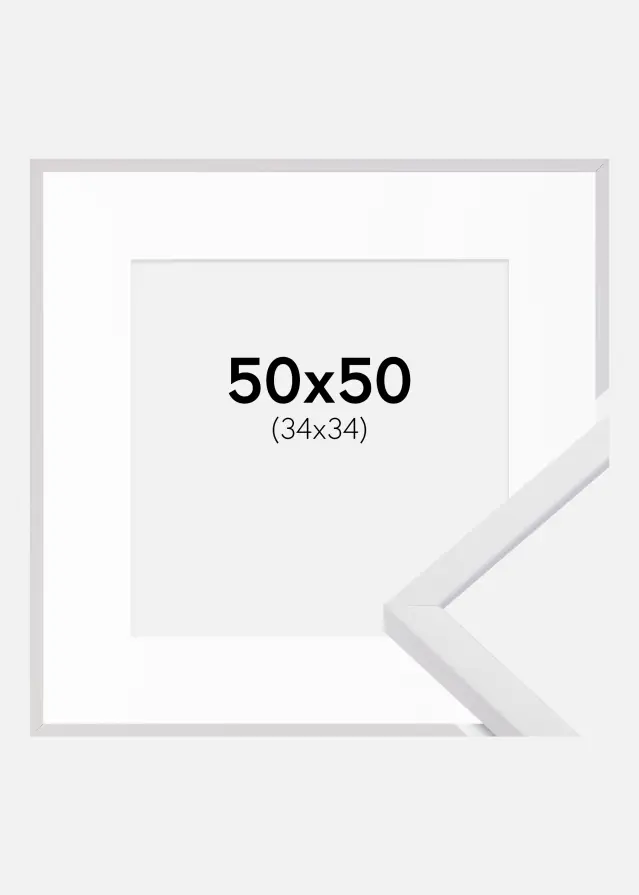 Okvir E-Line Bela 50x50 cm - Paspartŭ Bela 35x35 cm