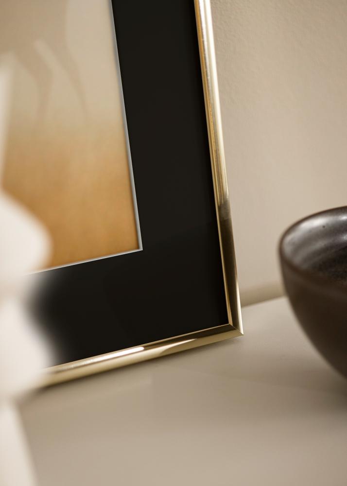 Okvir Aluminij Zlat sijaj 70x100 cm - Paspartŭ Črna 62x85 cm