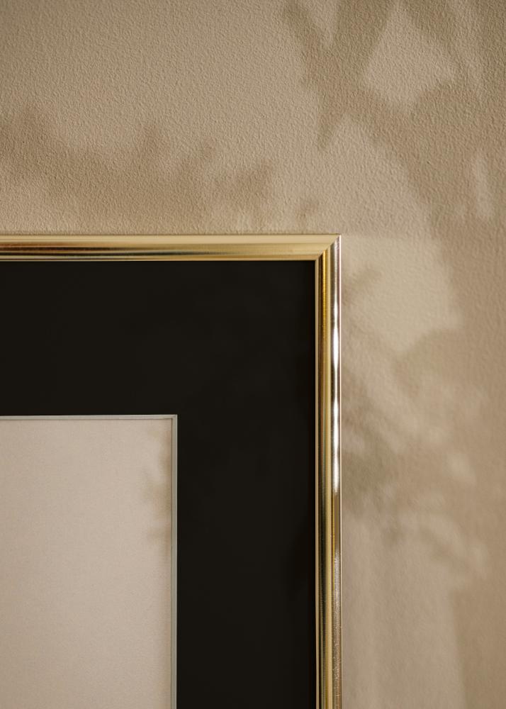 Okvir Aluminij Zlat sijaj 70x100 cm - Paspartŭ Črna 62x85 cm