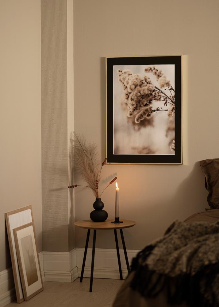 Okvir Aluminij Zlat sijaj 70x100 cm - Paspartŭ Črna 62x85 cm