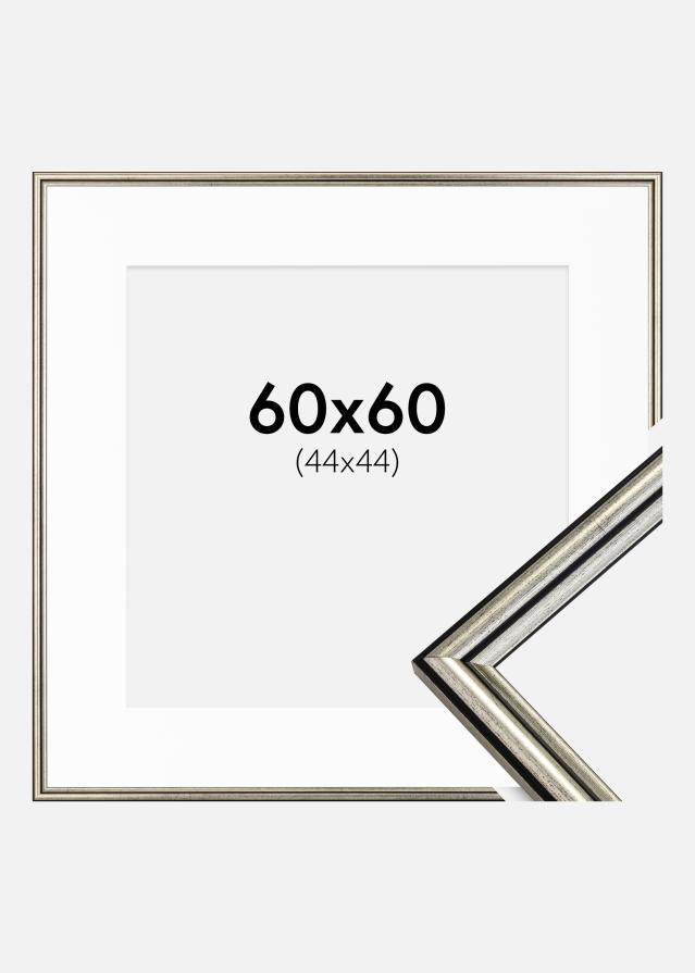 Okvir Horndal Srebrna 60x60 cm - Paspartŭ Bela 45x45 cm