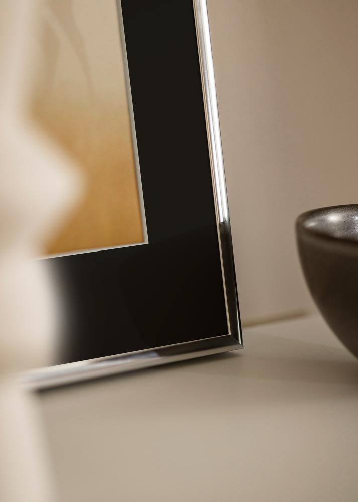 Okvir Aluminij Srebrn sijaj 70x100 cm - Paspartŭ Črna 62x85 cm