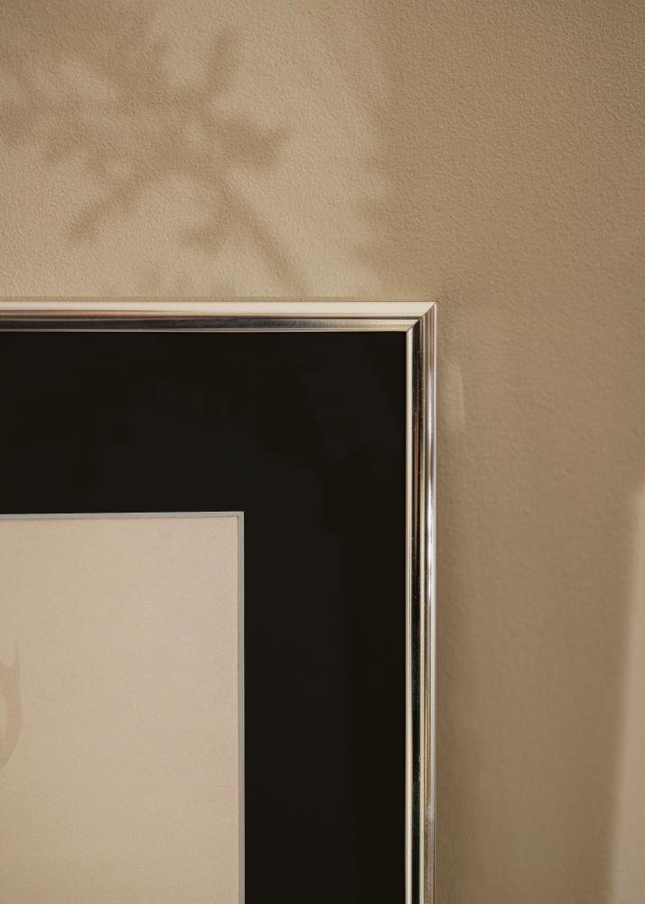 Okvir Aluminij Srebrn sijaj 70x100 cm - Paspartŭ Črna 62x85 cm