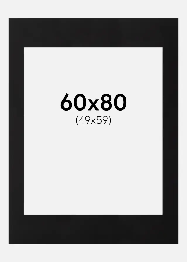 Paspartŭ Črna Črn notranji rob 60x80 cm (49x59)