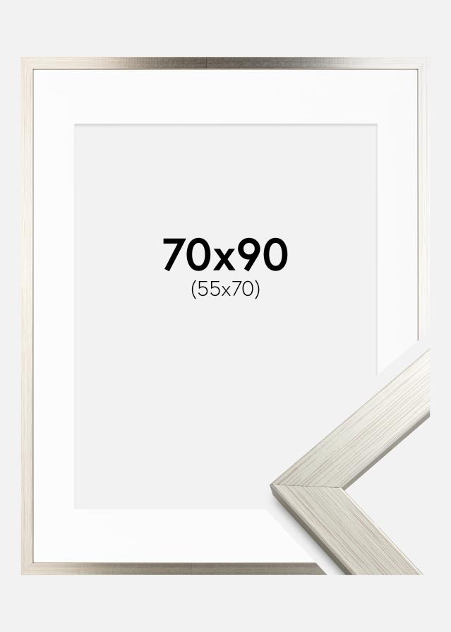 Okvir Srebrna Wood 70x90 cm - Paspartŭ Bela 56x71 cm