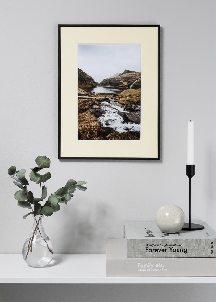 Paspartŭ Creme 3 mm Bel notranji rob 40x50 cm (29x39)