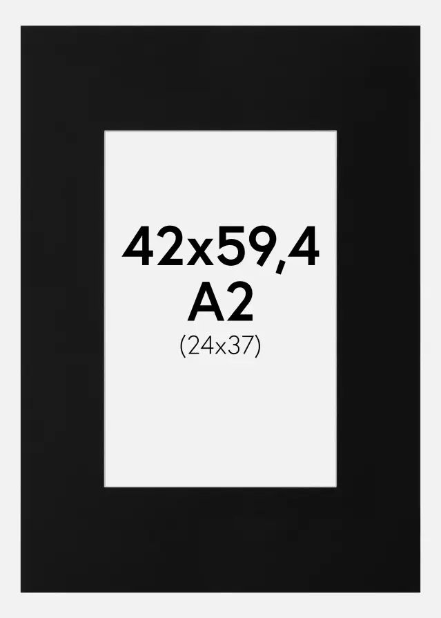 Paspartŭ Črna Standarden Bel notranji rob A2 42x59,4 cm (24x37)