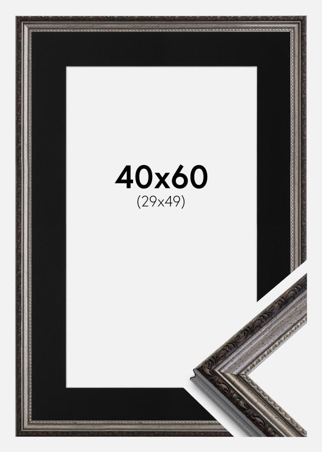 Okvir Abisko Srebrna 40x60 cm - Paspartŭ Črna 30x50 cm