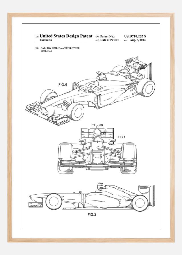 Patent Print - Formula 1 Racing Car - White Poster