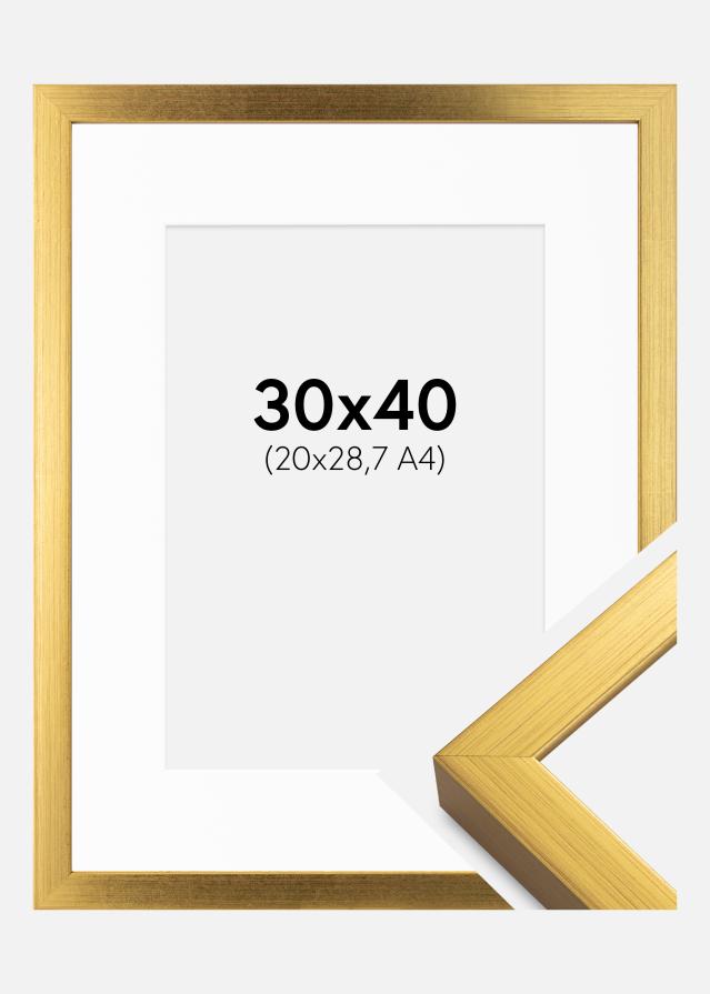 Okvir Falun Zlata 30x40 cm - Paspartŭ Bela 21x29,7 cm (A4)