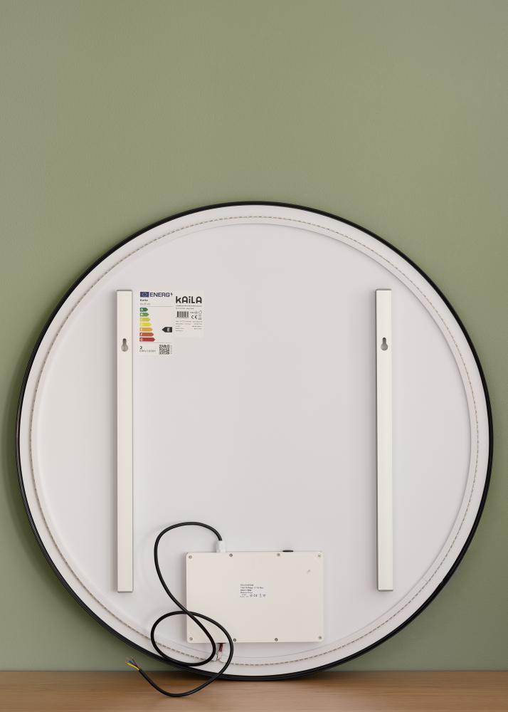 KAILA Ogledalo Circle LED Črna 80 cm Ø