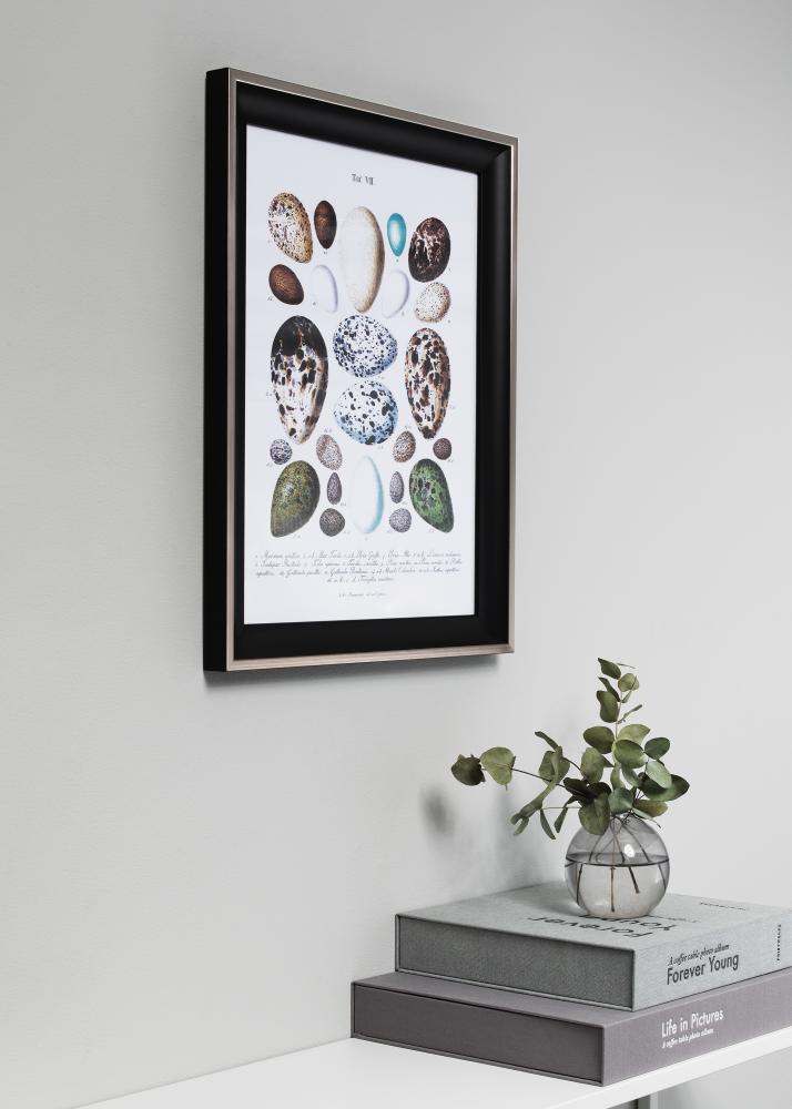 Okvir Öjaren Črno-Srebrna 70x100 cm - Paspartŭ Črna 59,4x84 cm (A1)