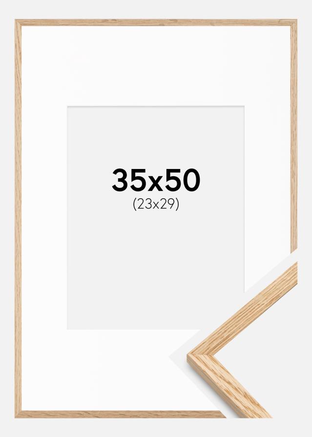 Okvir Tanek hrast 35x50 cm - Paspartŭ Bela 24x30 cm