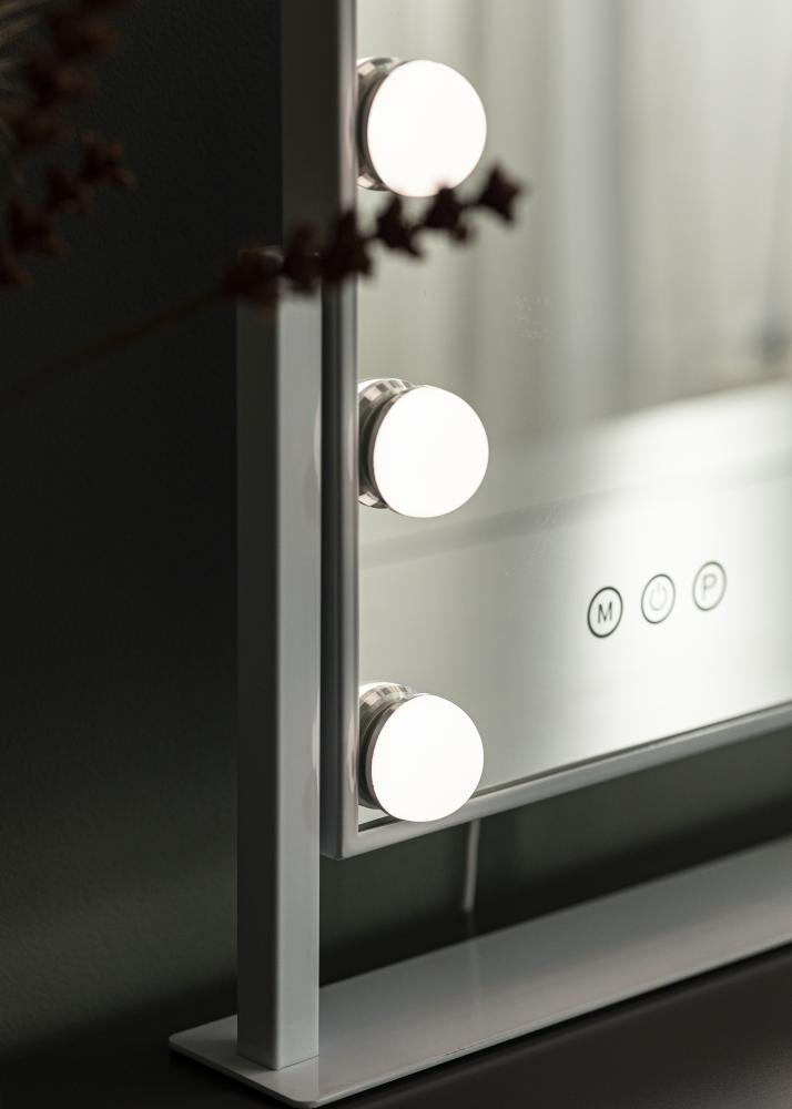 KAILA Ogledalo za ličenje Hollywood 9 Bela 25x30 cm