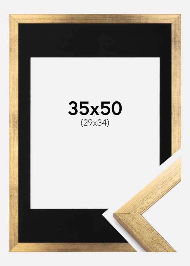 Okvir Eleganten Zlata 35x50 cm - Paspartŭ Črna 30x35 cm