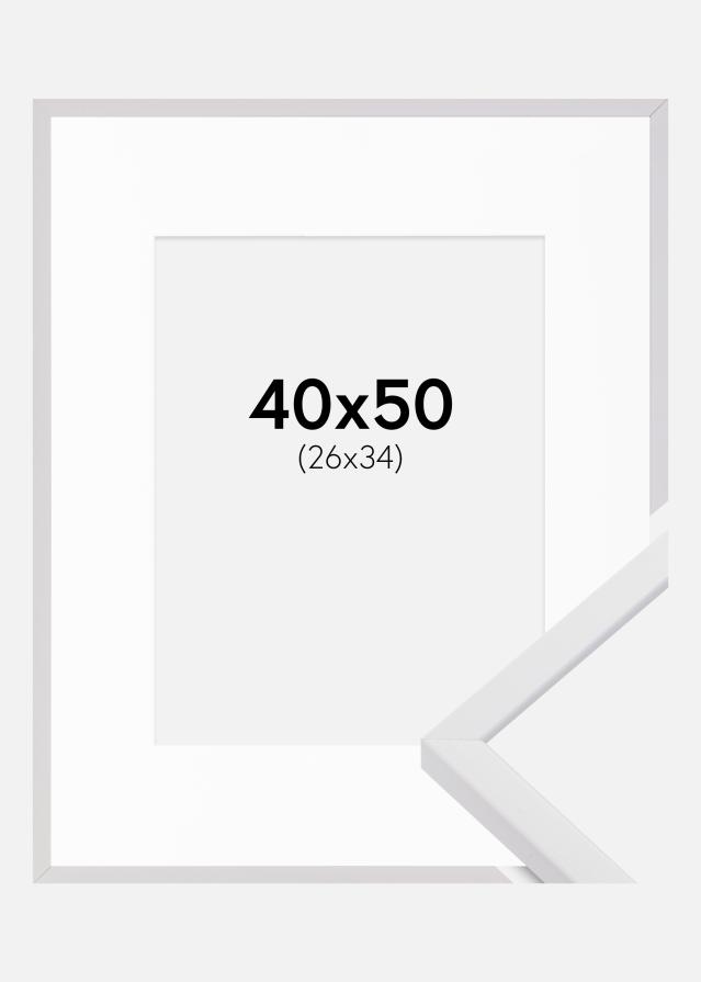 Okvir E-Line Bela 40x50 cm - Paspartŭ Bela 27x35 cm