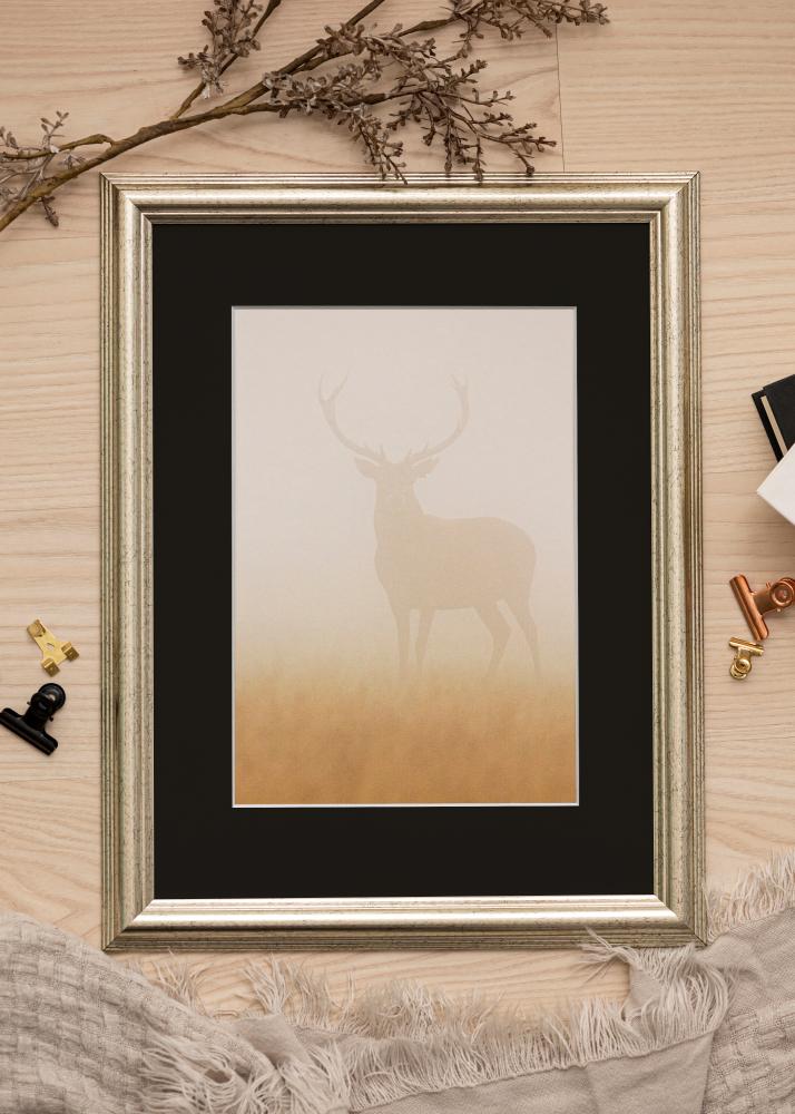 Okvir Västkusten Srebrna 70x100 cm - Paspartŭ Črna 62x93 cm