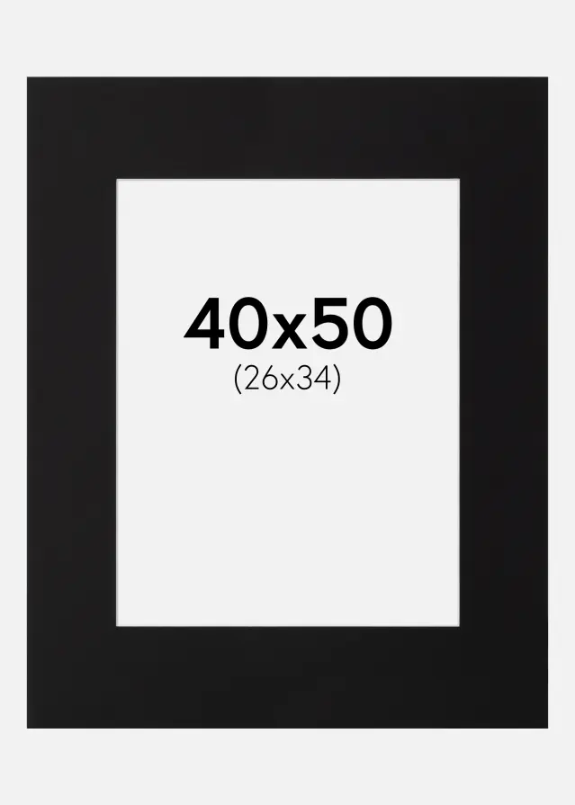 Paspartŭ Črna Standarden Bel notranji rob 40x50 cm (26x34)