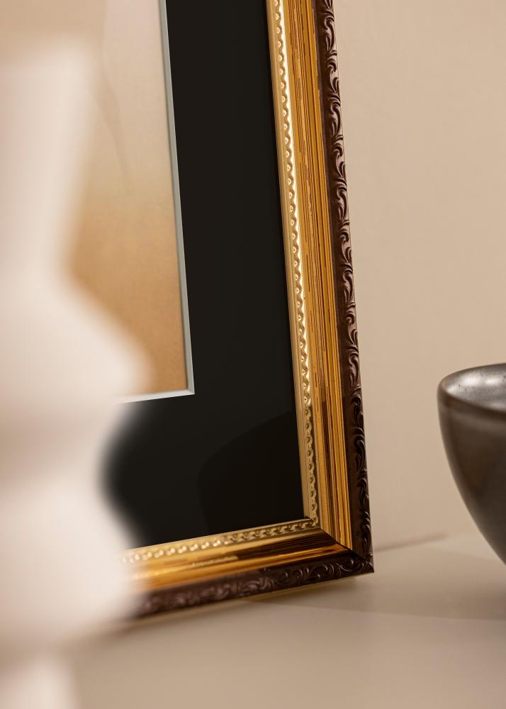 Okvir Abisko Zlata 24x30 cm - Paspartŭ Črna 18x24 cm