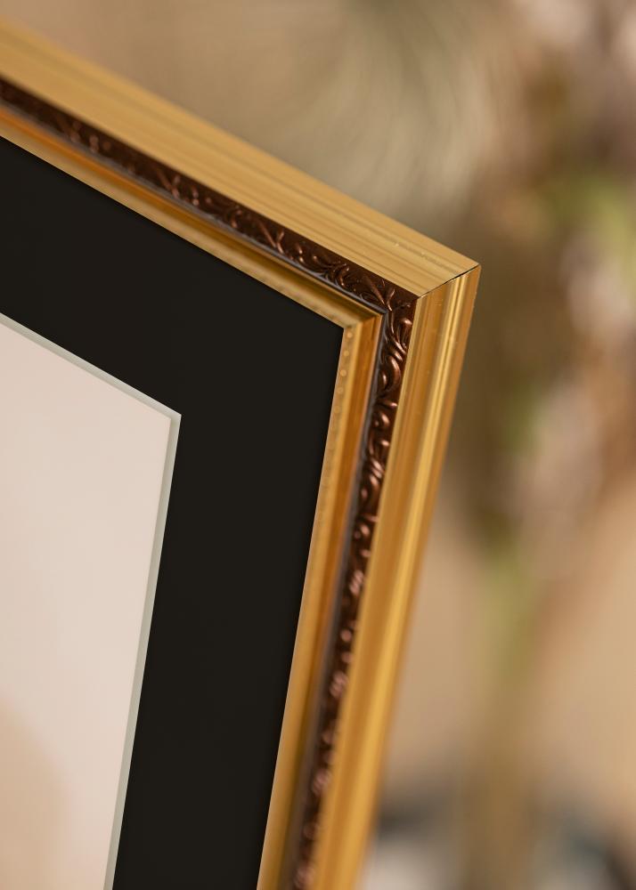 Okvir Abisko Zlata 24x30 cm - Paspartŭ Črna 18x24 cm