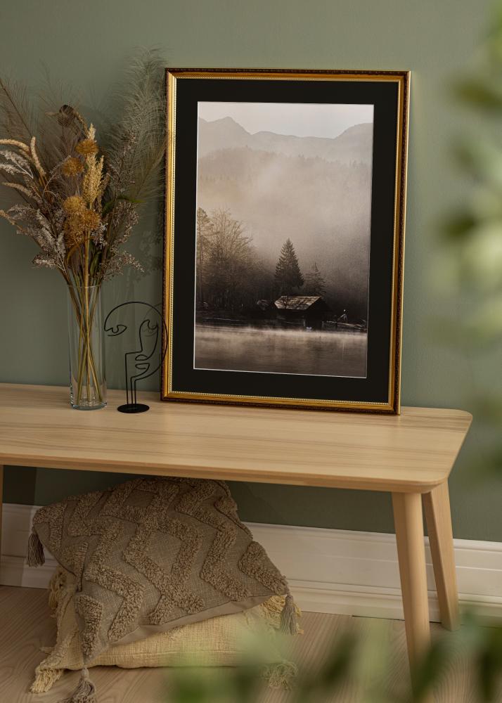 Okvir Abisko Zlata 24x30 cm - Paspartŭ Črna 18x24 cm