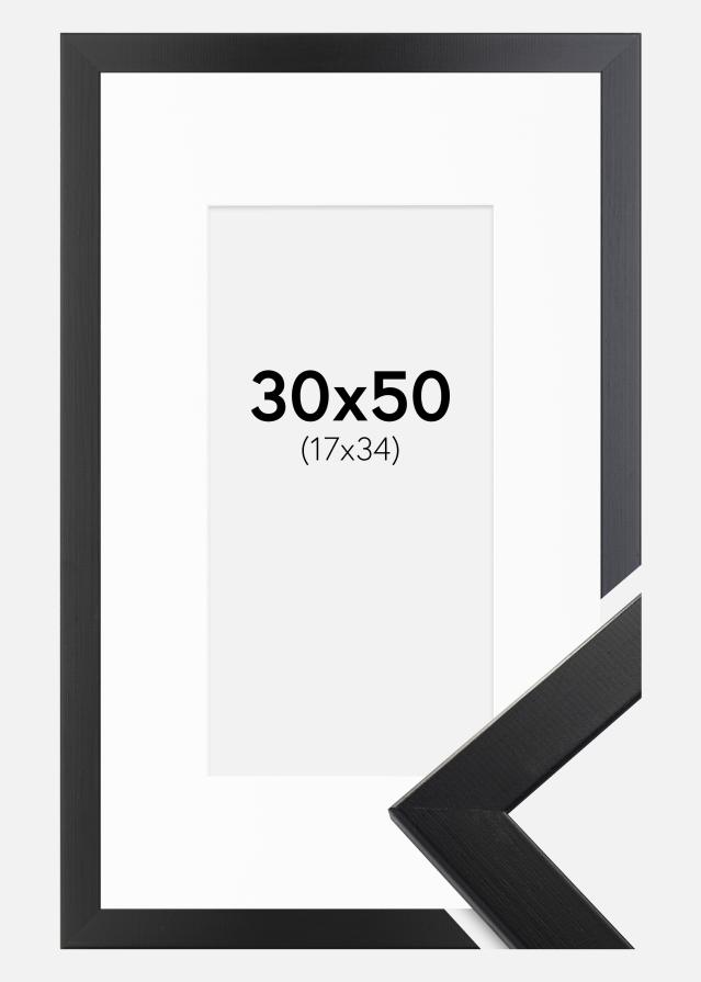 Okvir Trendline Črna 30x50 cm - Paspartŭ Bela 18x35 cm