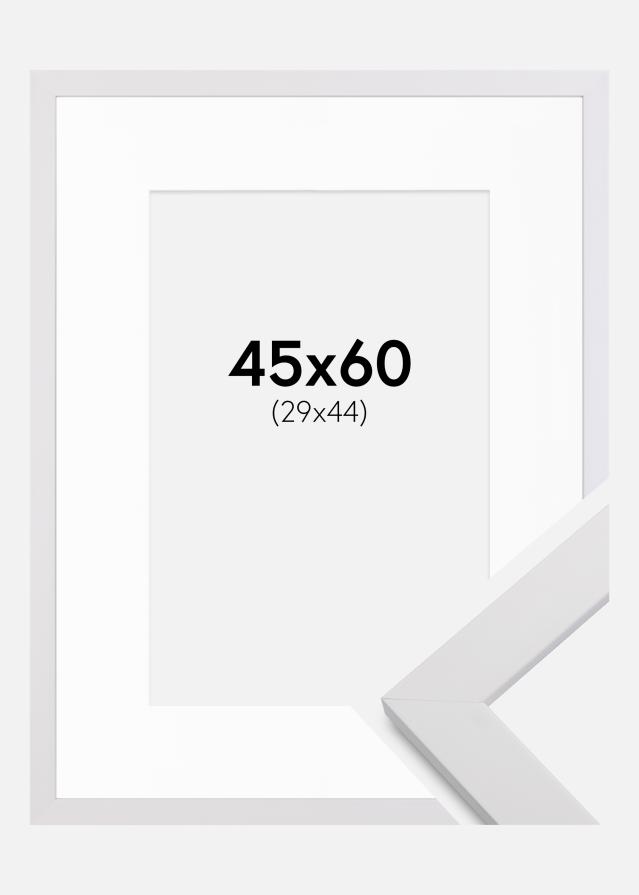 Okvir White Wood 45x60 cm - Paspartŭ Bela 30x45 cm