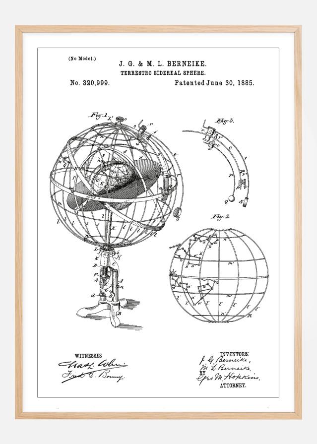Risba patenta - Astronomski model - Bela Poster