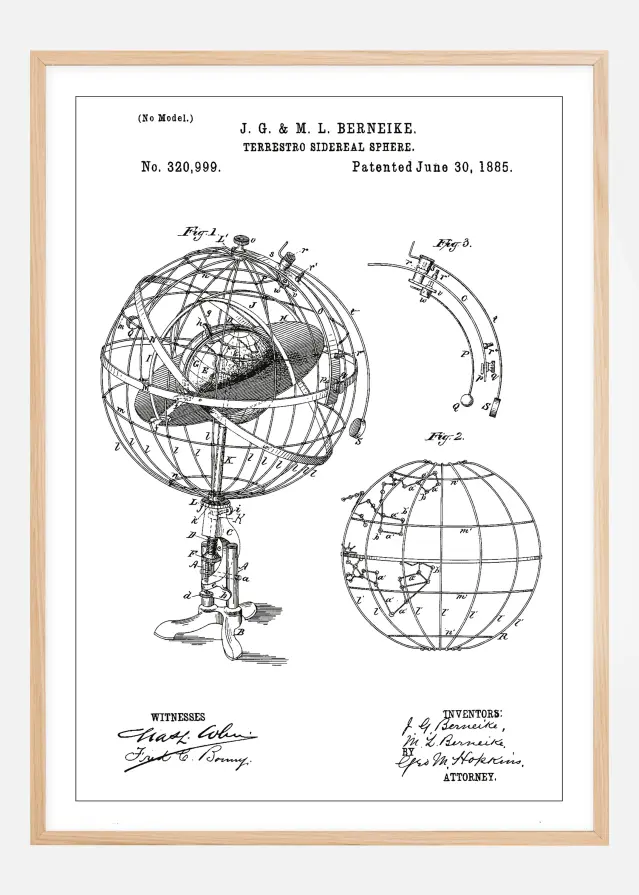 Risba patenta - Astronomski model - Bela Poster