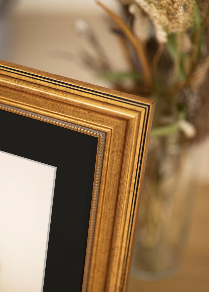 Okvir Rokoko Zlata 40x50 cm - Paspartŭ Črna 29,7x42 cm (A3)
