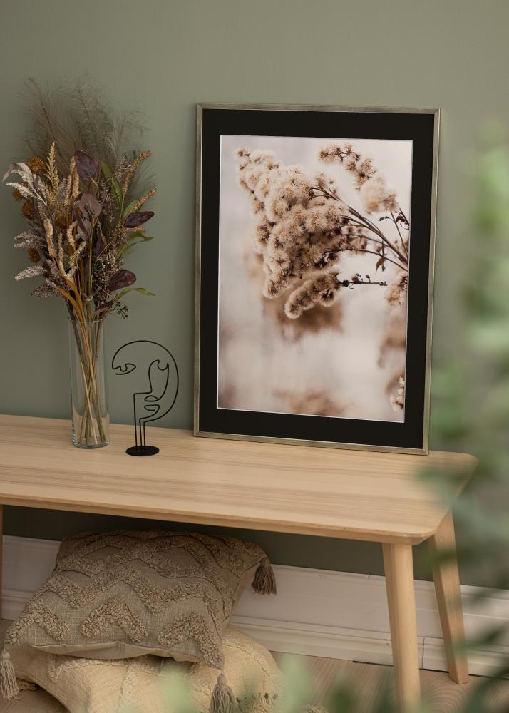 Okvir Galant Srebrna 40x50 cm - Paspartŭ Črna 12x16 inches