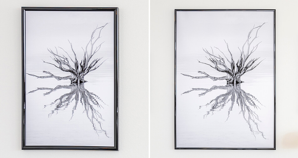 Dva sijoča črna okvirja z motivom v črno-beli barvi